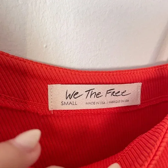 We The Free Free People Ribbed One Shoulder Tank In Red Orange Size Small - Picture 3 of 5